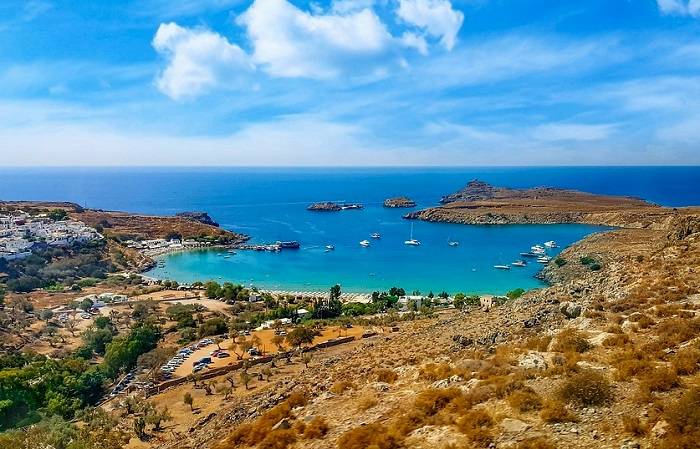Plage de Lindos sur l'île de Rhodes