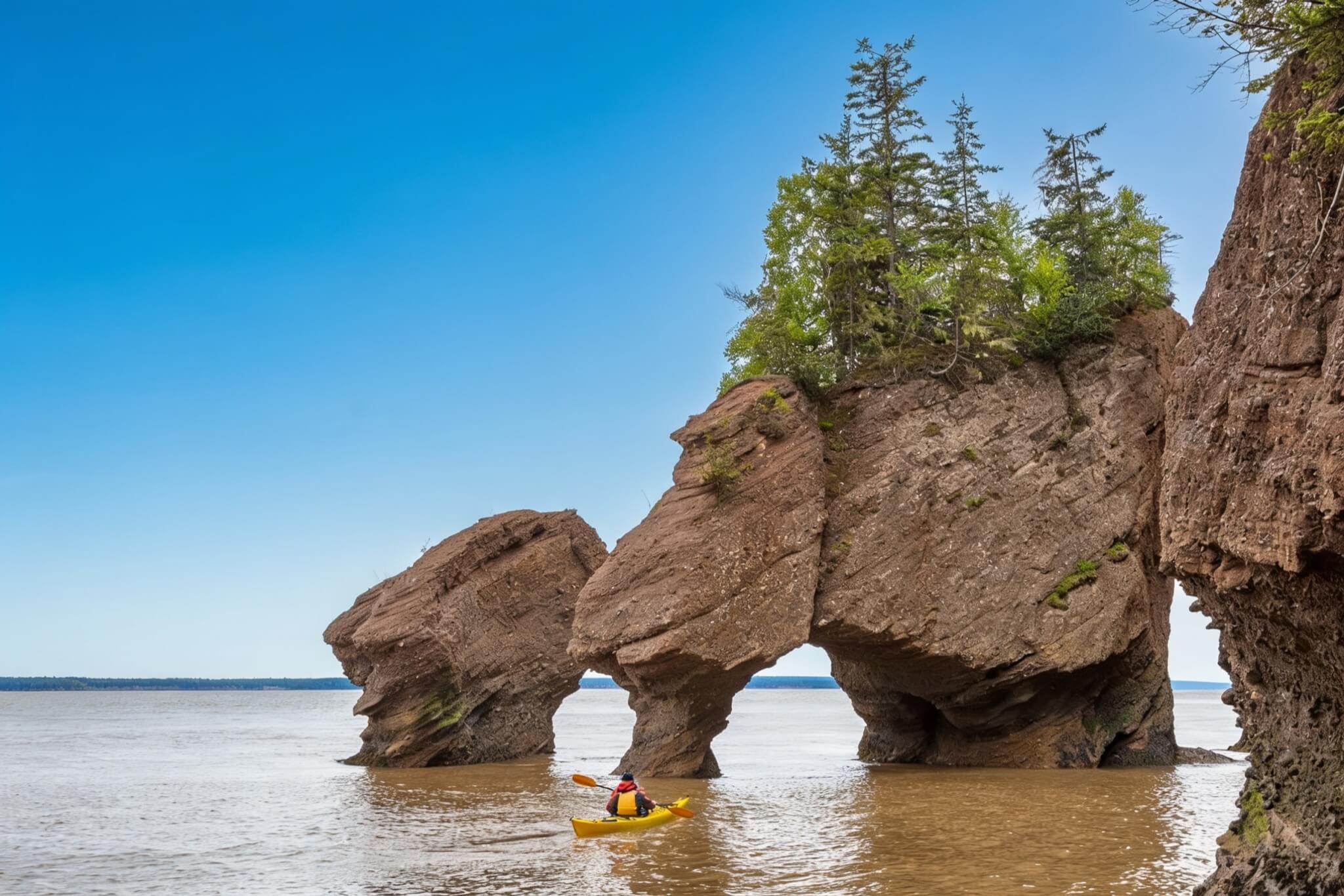 A kayak ou à pied selon la marée, visitez le parc des rochers d’Hopewell dans le Nouveau-Brunswick ©Shutterstock